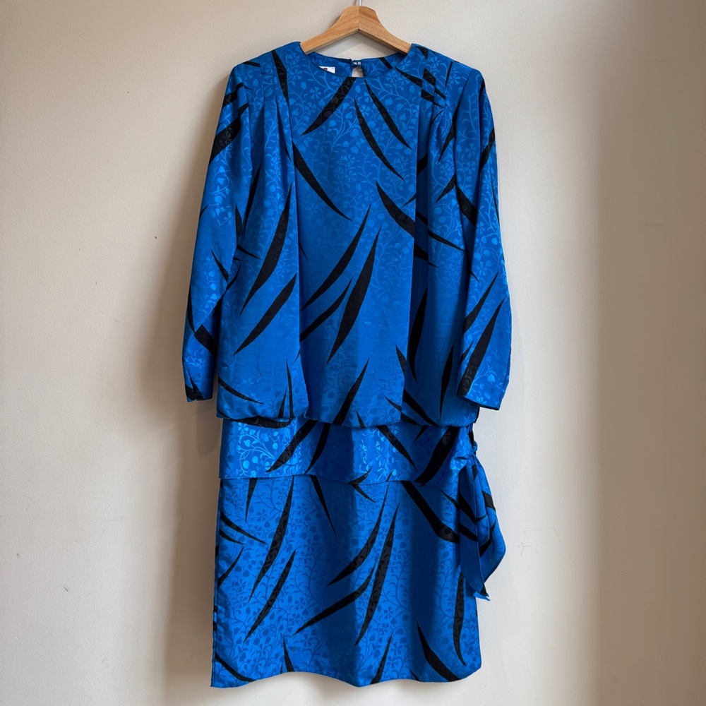 Vintage Caron 1970’s flapper dress Royal Blue Size 14